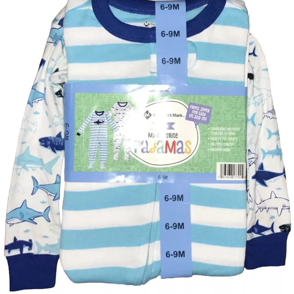 COPY - Members Mark 2-pack boy's footed pajamas- shark theme